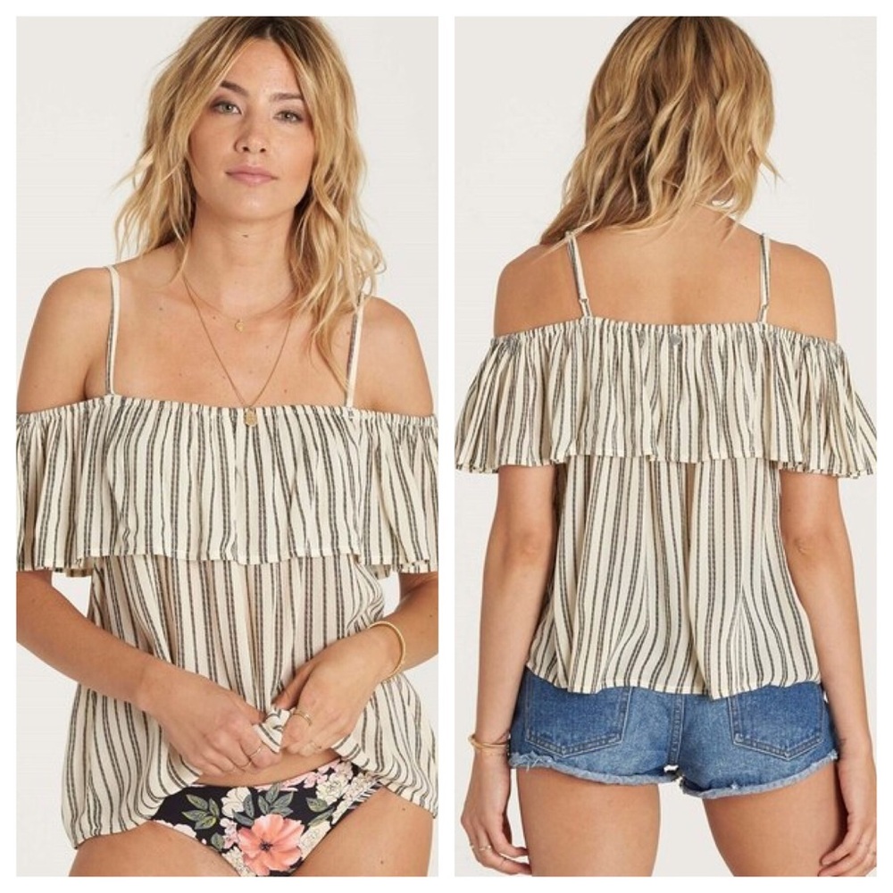 Billabong off the shoulder ruffled tank top - Picture 1 of 5